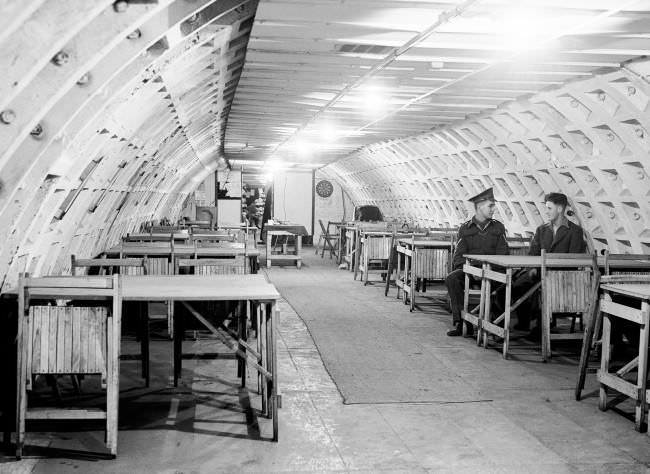 London landmarks & Buildings – Clapham Deep Shelter: Home Office Tunnel Shelters at Clapham – A canteen in one of the shelters.