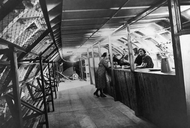 This is the canteen in one of London new deep underground air raid shelters, Oct. 20, 1942.