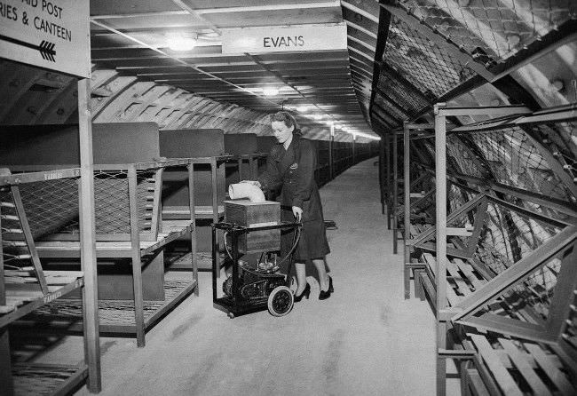 London's new tunnel shelters, built below tube stations, are now practically completed.