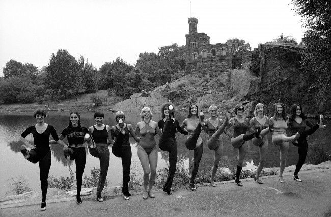 The Rockettes rehearsing in New York's Central Park, 1982.