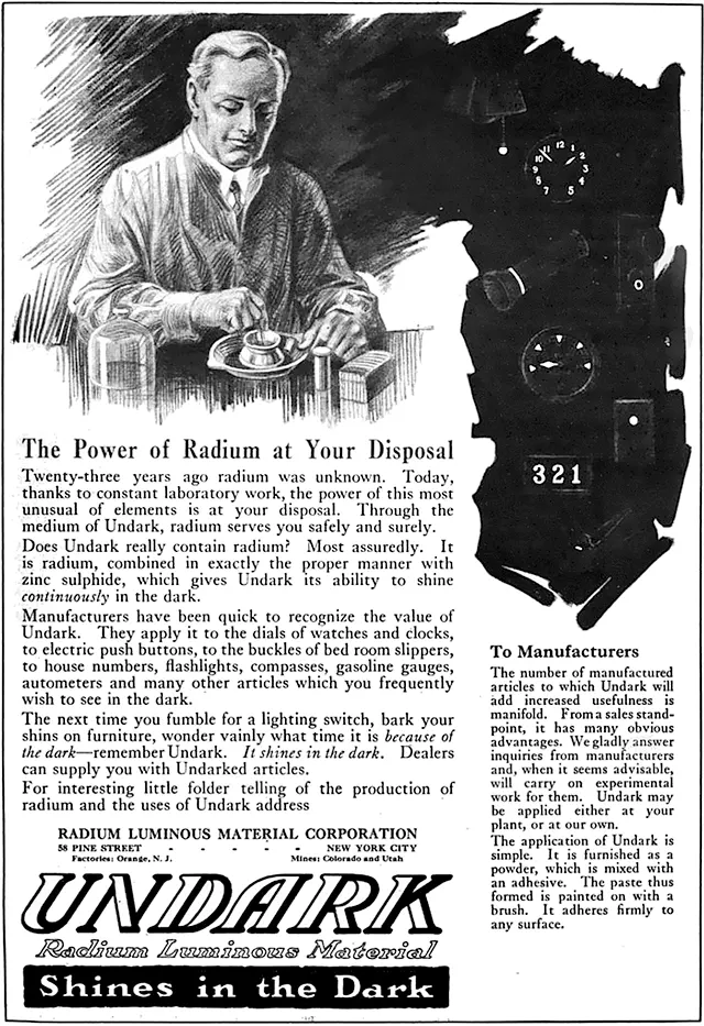 1921 advertisement for Undark.