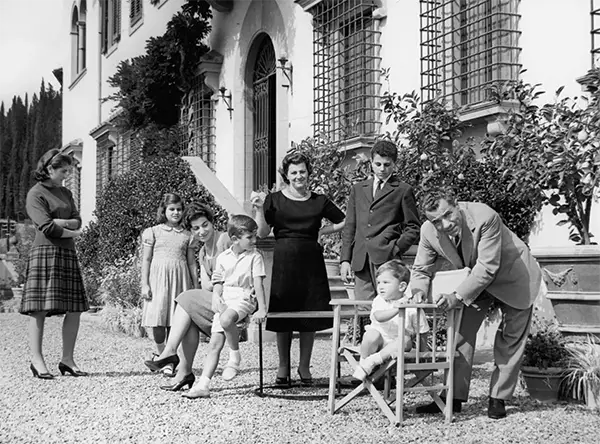 Salvatore Ferragamo and his family in Fiesole, 1959.