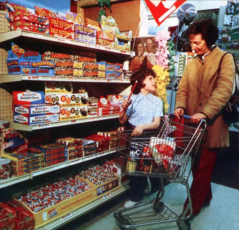 Shopping with grandma (Bazooka Gum!). Also original “Kung Fu” TV Show poster in background, circa 1970s.