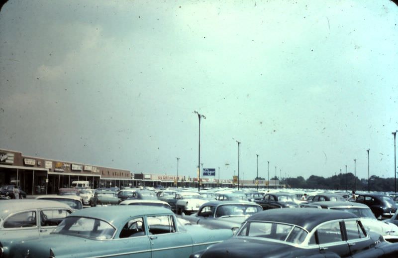 Kroger and the local strip mall, 1955.