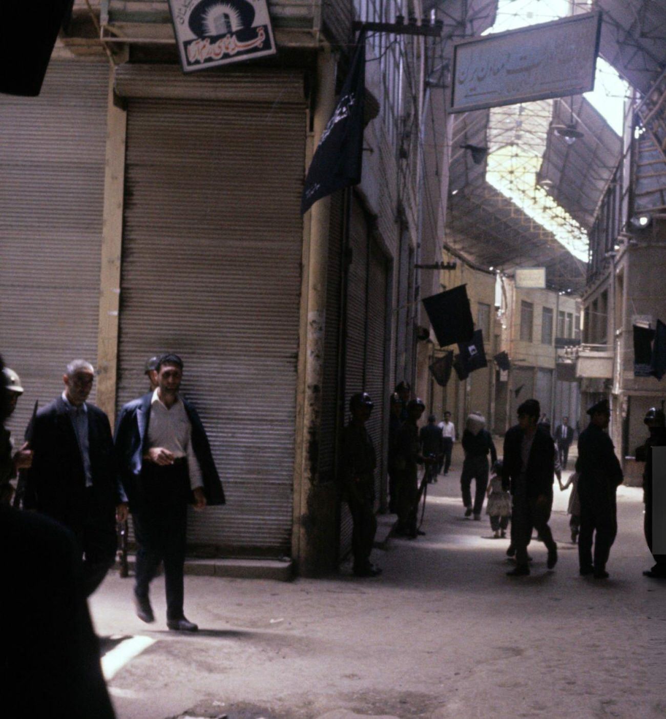 Violent riots in Tehran after the arrest of Ayatollah Khomeini, 1963.