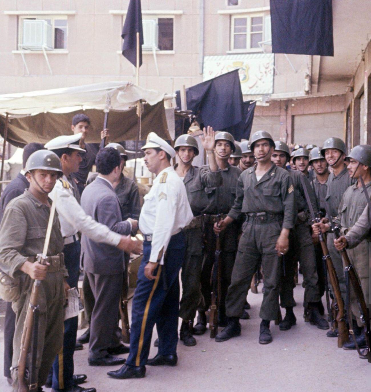 Violent riots in Tehran after the arrest of Ayatollah Khomeini, 1963.