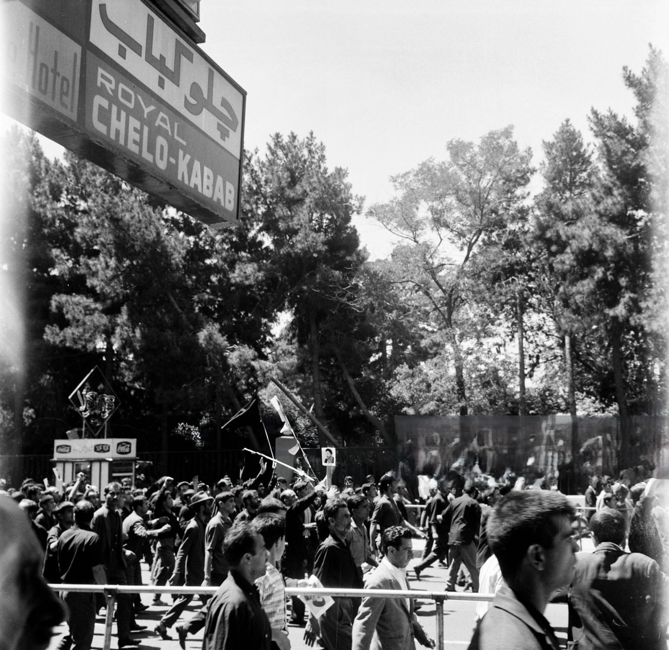 Violent riots in Tehran after the arrest of Ayatollah Khomeini, 1963.