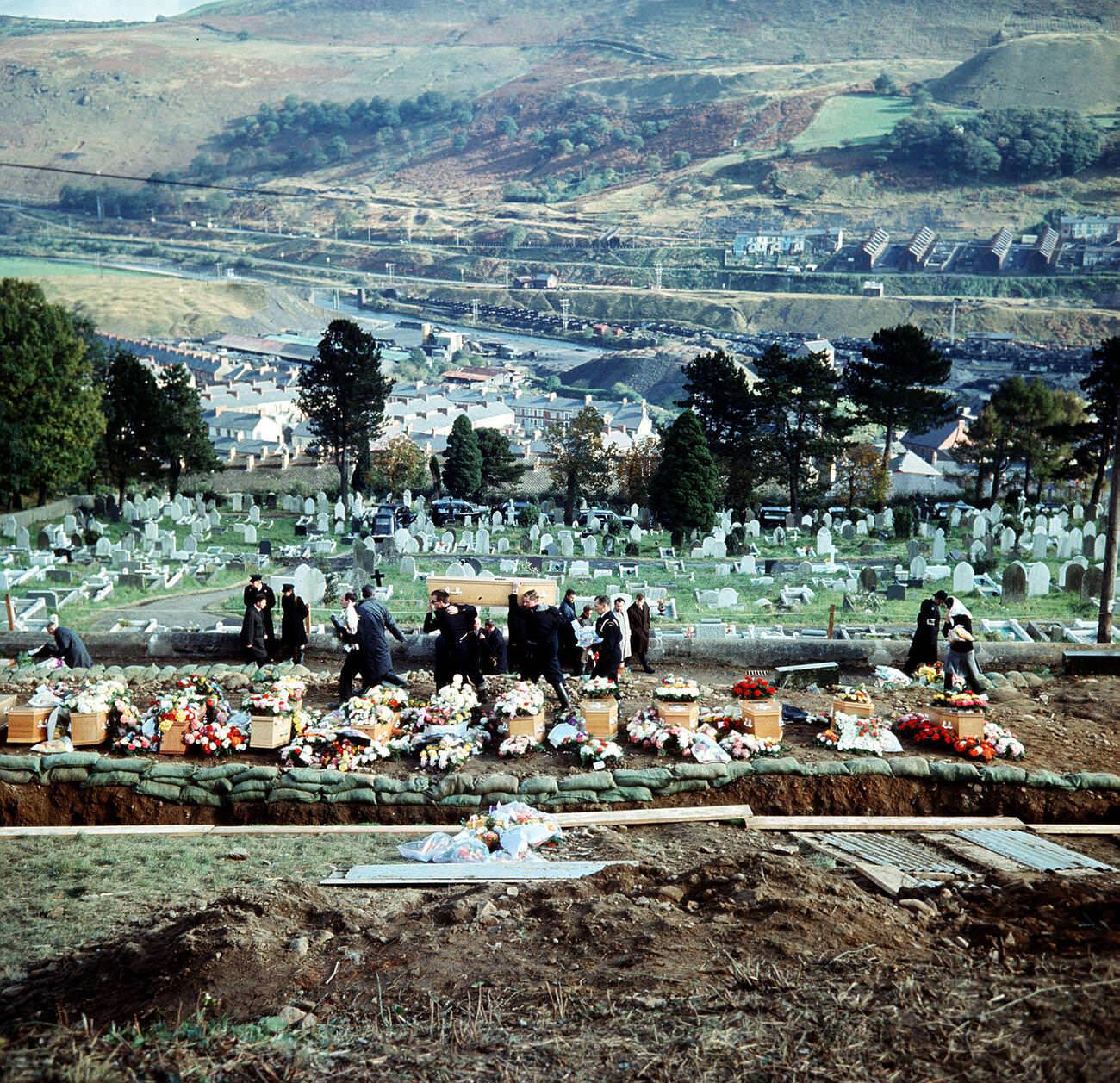 The mass funeral at Aberfan, 1966.