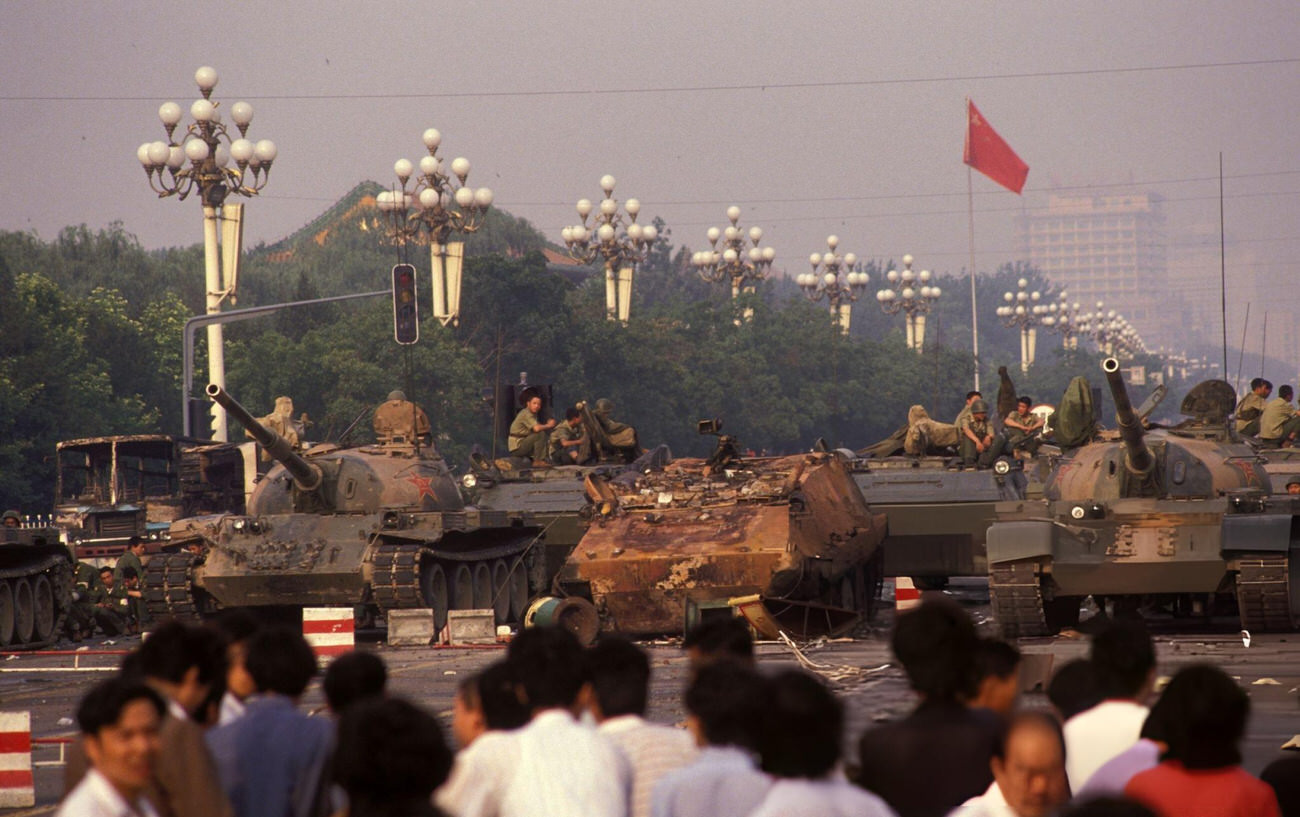 Clashes in Tiananmen Square in Beijing, China, 1989.