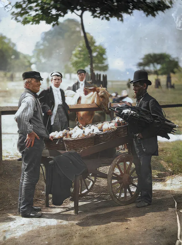 Ginger beer makers and "mush fakers" on Clapham Common, 1890s.