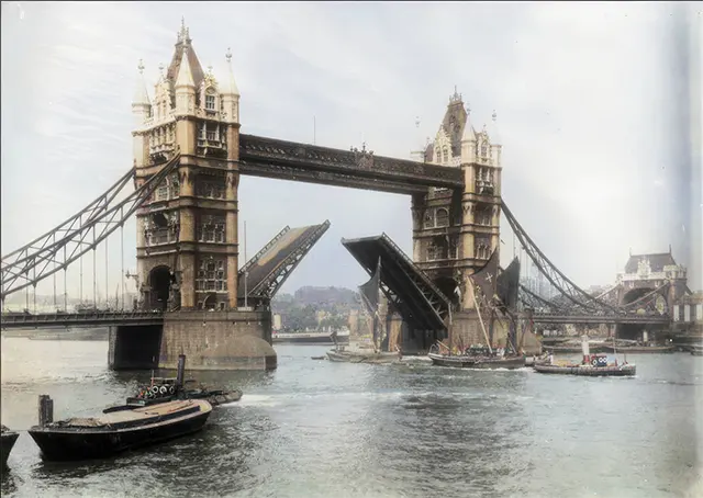 Tower Bridge spans the River Thames, completed in 1894.