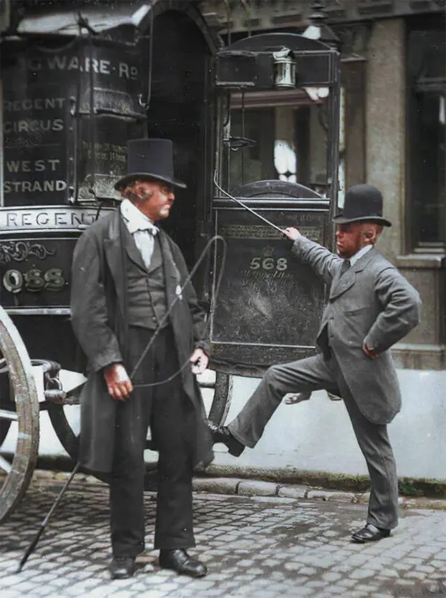 Omnibuses were a popular mode of transportation in Victorian London, 1890s.