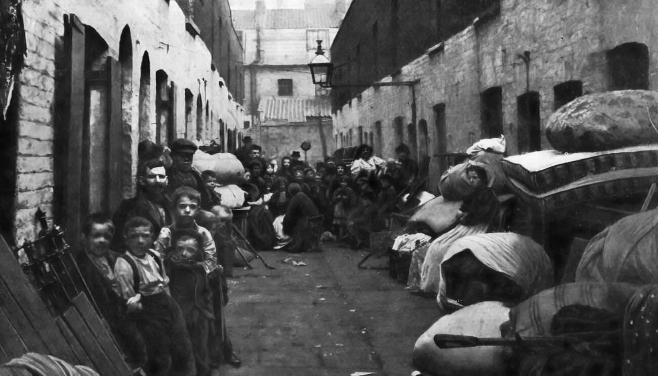 Victorian slums. Working class housing in Spitalfields, Victorian London