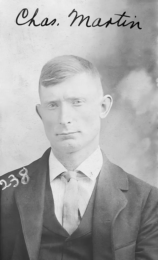 Charles Martin was among the three burglars who blew up a safe in a bank vault in Sheridan, Missouri, on Feb. 15, 1898.