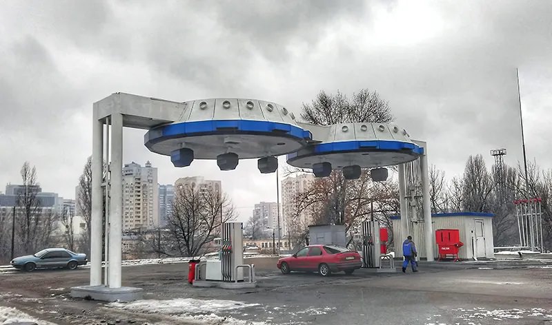 Soviet Flying Saucer Gas Stations