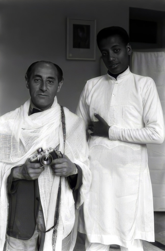 Alfred Eisenstaedt with student-artist Afewerk Tekle, 22, in Ethiopia, 1955. Tekle went on to become one of Ethiopia's most celebrated painters.