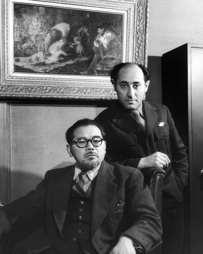 LIFE's Alfred Eisenstaedt (right) poses with Japanese cabinet minister Wataru Narahashi, the principal author of Japan's post-war constitution and a politician who reportedly modeled his career on that of Abraham Lincoln's, Tokyo, March 1946.