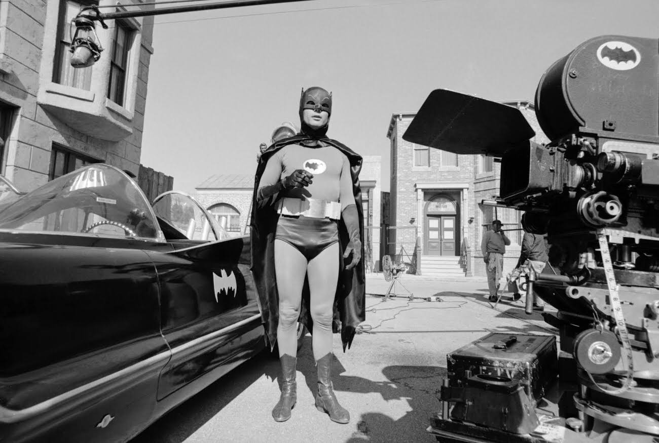 Adam West on the set of Batman, 1966.