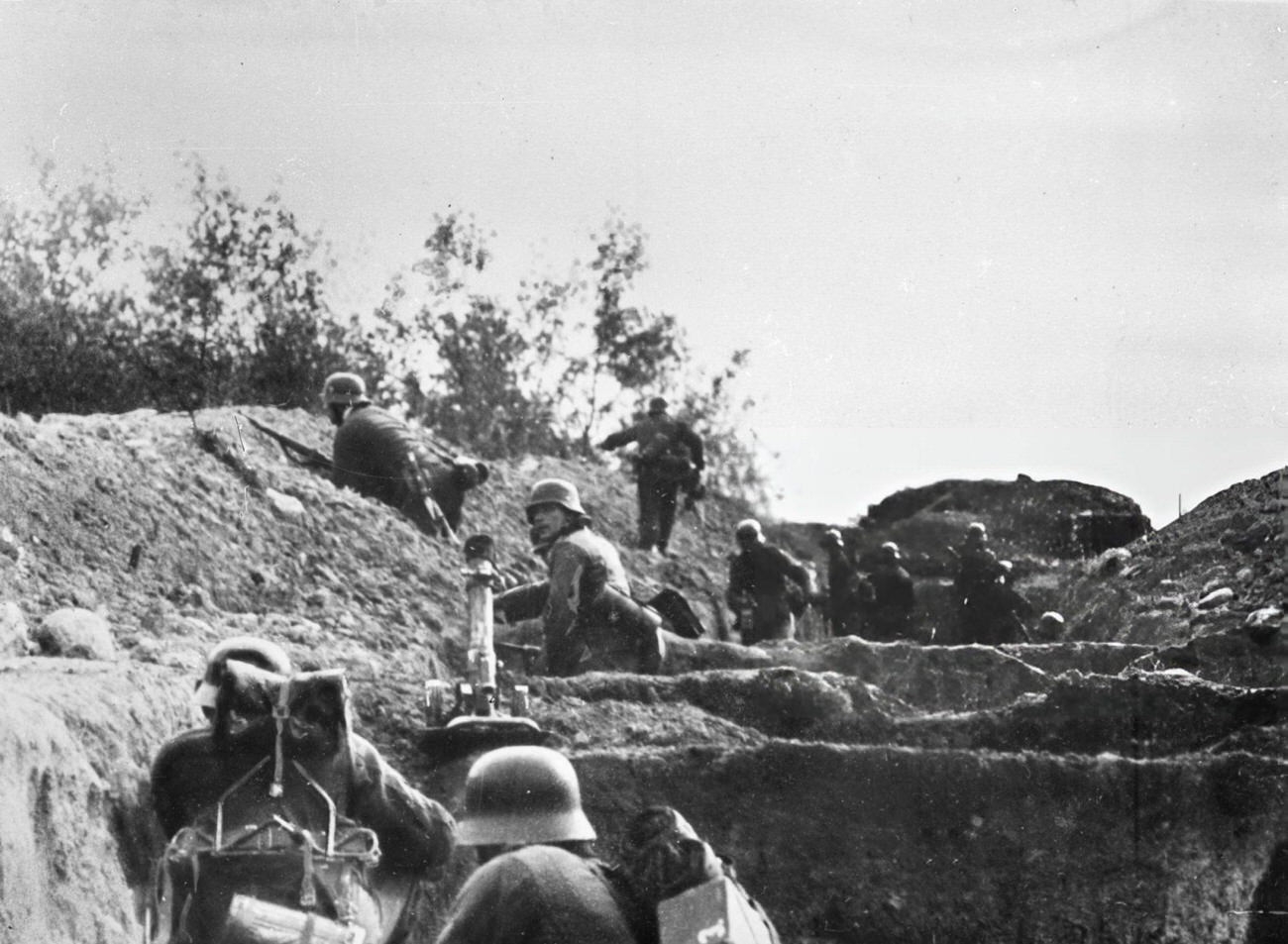 German soldiers in a trench during the Siege of Stalingrad, 1941.