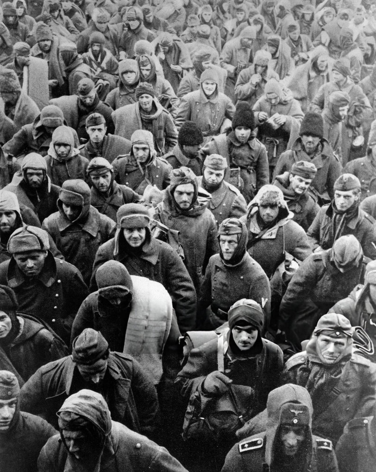 German soldiers following their capitulation to Soviet forces, 1943.