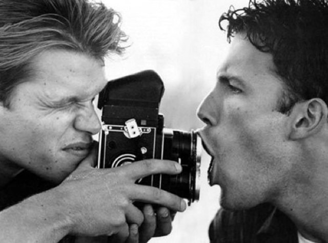 Matt Damon shoots Ben Affleck with a MF camera