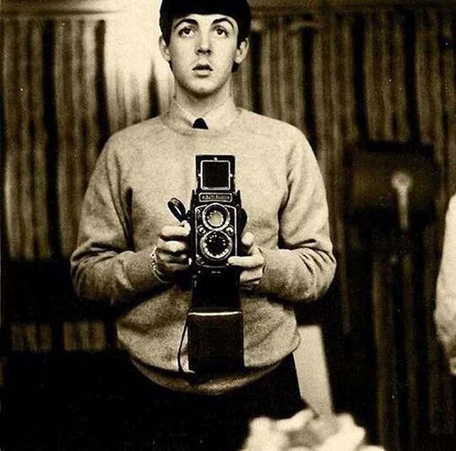 Paul McCartney self portrait with a twin reflex camera