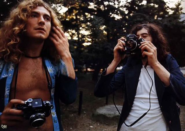 Robert Plant and Jimmy Page with Nikon F2 cameras