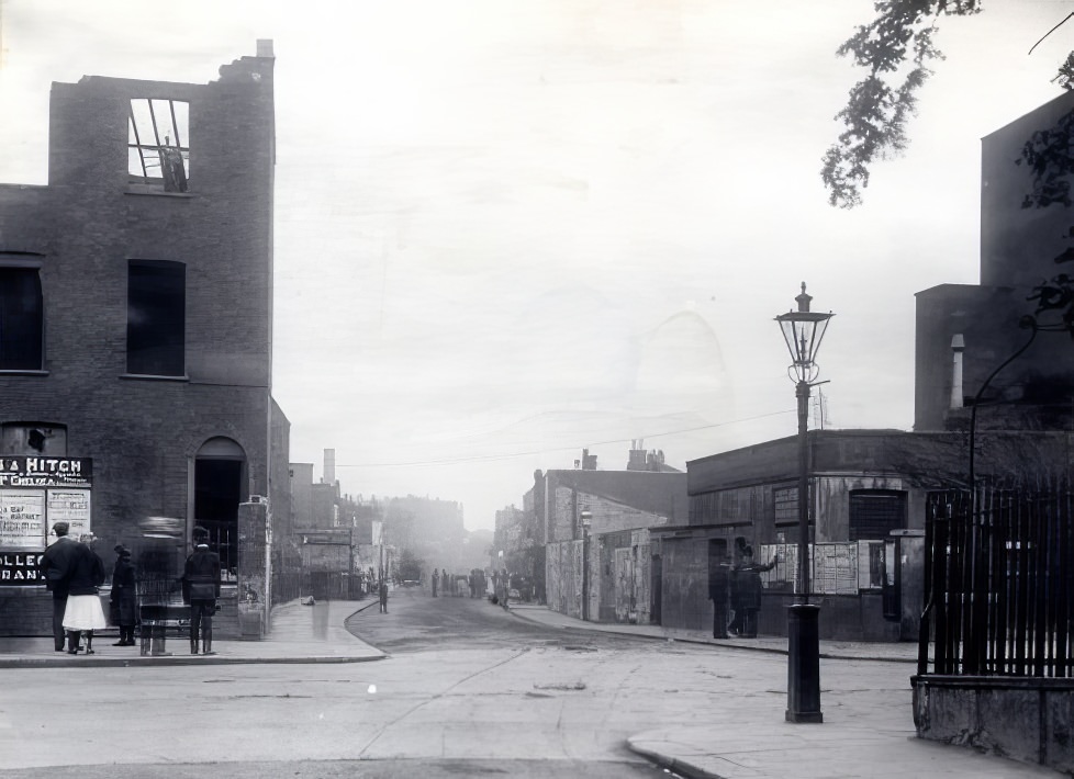 King's Road south side and Manor St during demolition of old property