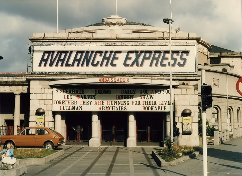 The Ambassador Cinema showing "Avalanche Express", 1979.