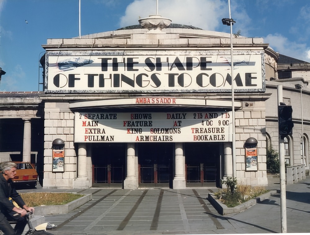 The Ambassador Cinema showing "The Shape of Things to Come", 1979.