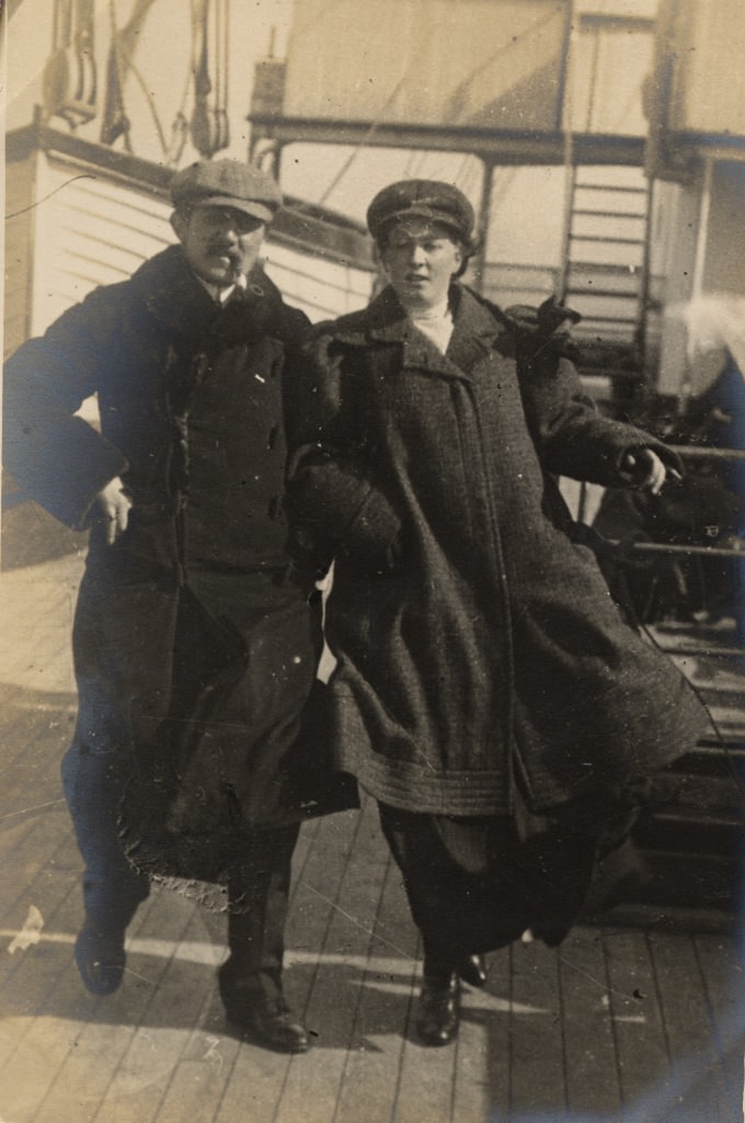 A couple on board the channel ferry.