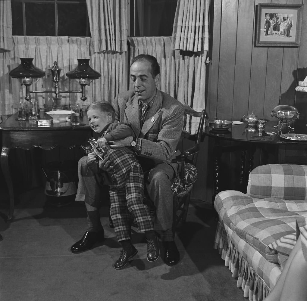 Humphrey Bogart and son Stephen, 1952.