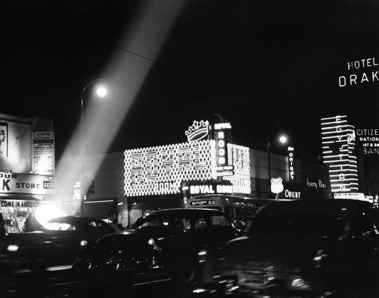 Hollywood Boulevard in Hollywood, 1950s.