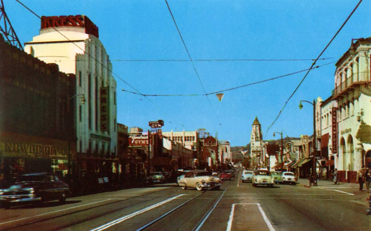 Hollywood Boulevard in Hollywood, Los Angeles, California, 1953.