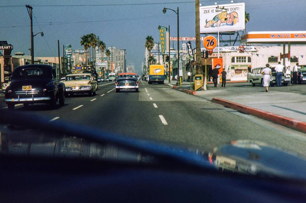 Driving in Hollywood, California, 1959.