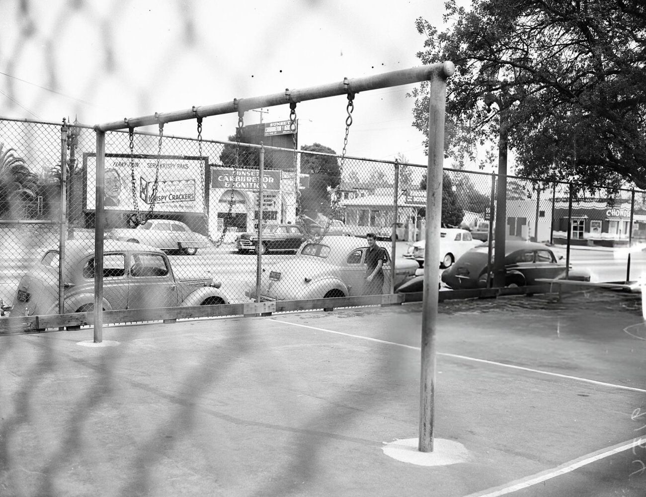 Playground accident victim in Hollywood, California, 1951.