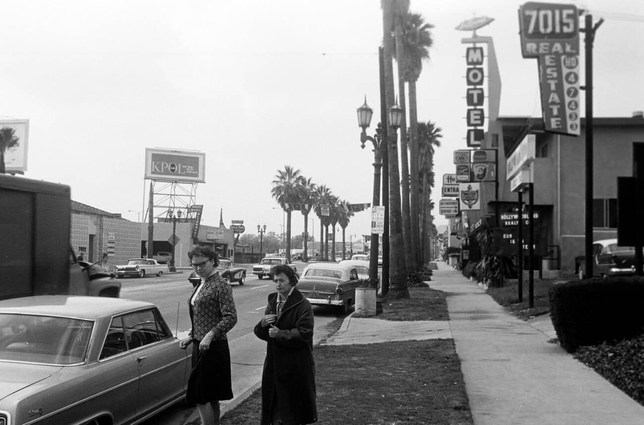 Two women on Hollywood Boulevard, Los Angeles, 1962.