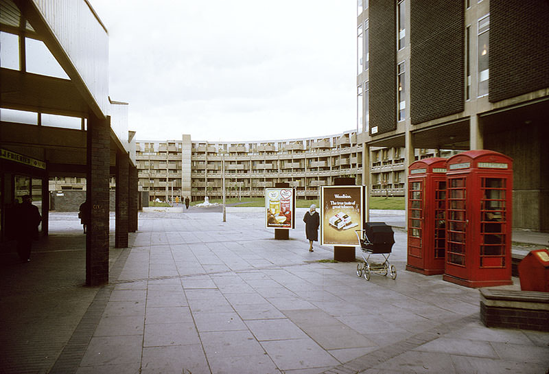 Clopton Walk and the Crescents in Hulme, 1972.