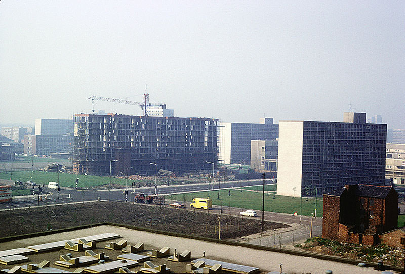 Building in Hulme, 1973.