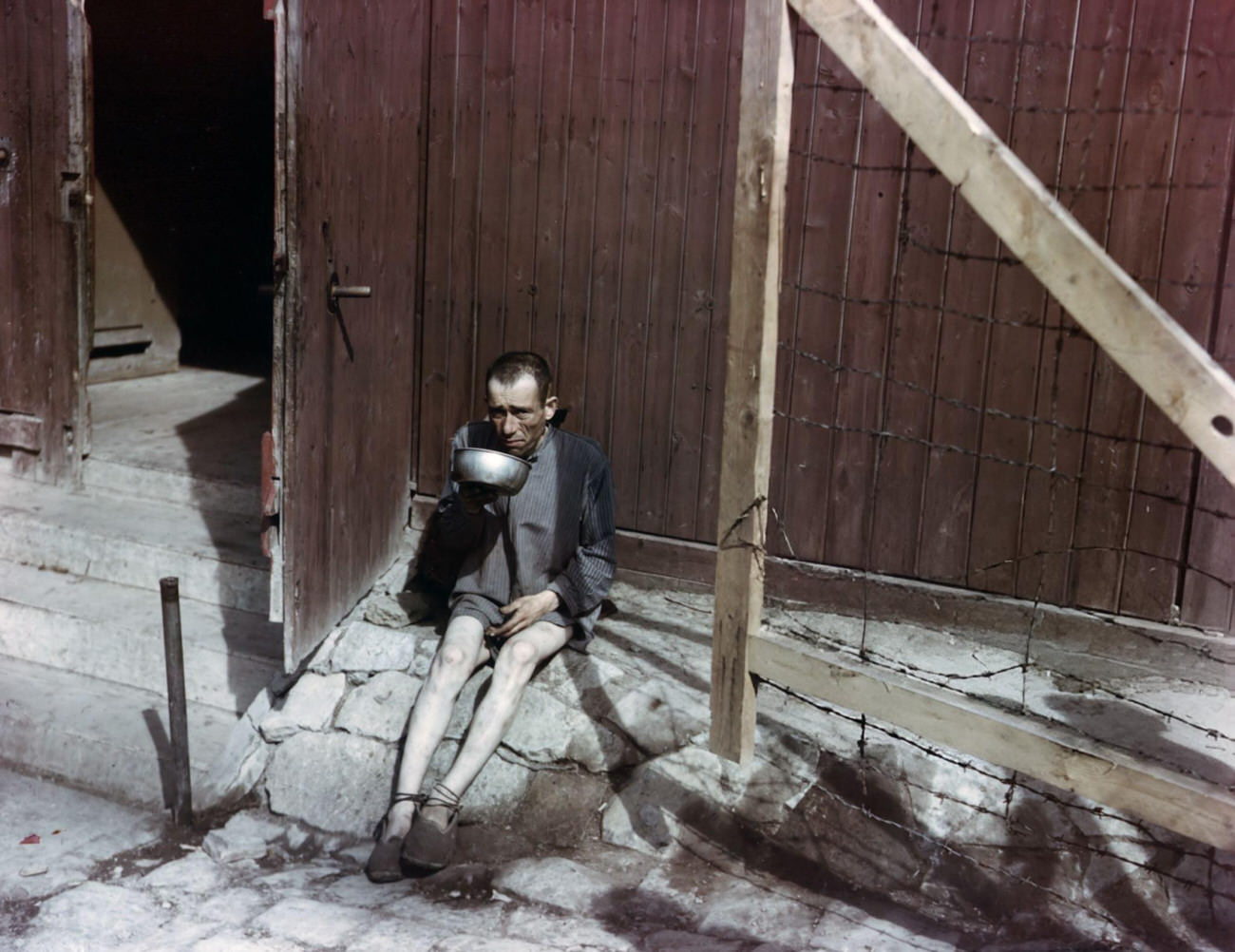 A recently-liberated Buchenwald Concentration Camp survivor, 1945.