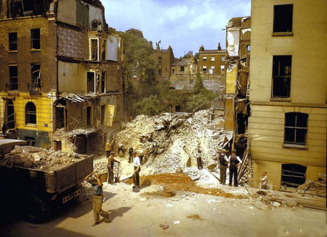 Bomb damage in London, 1944