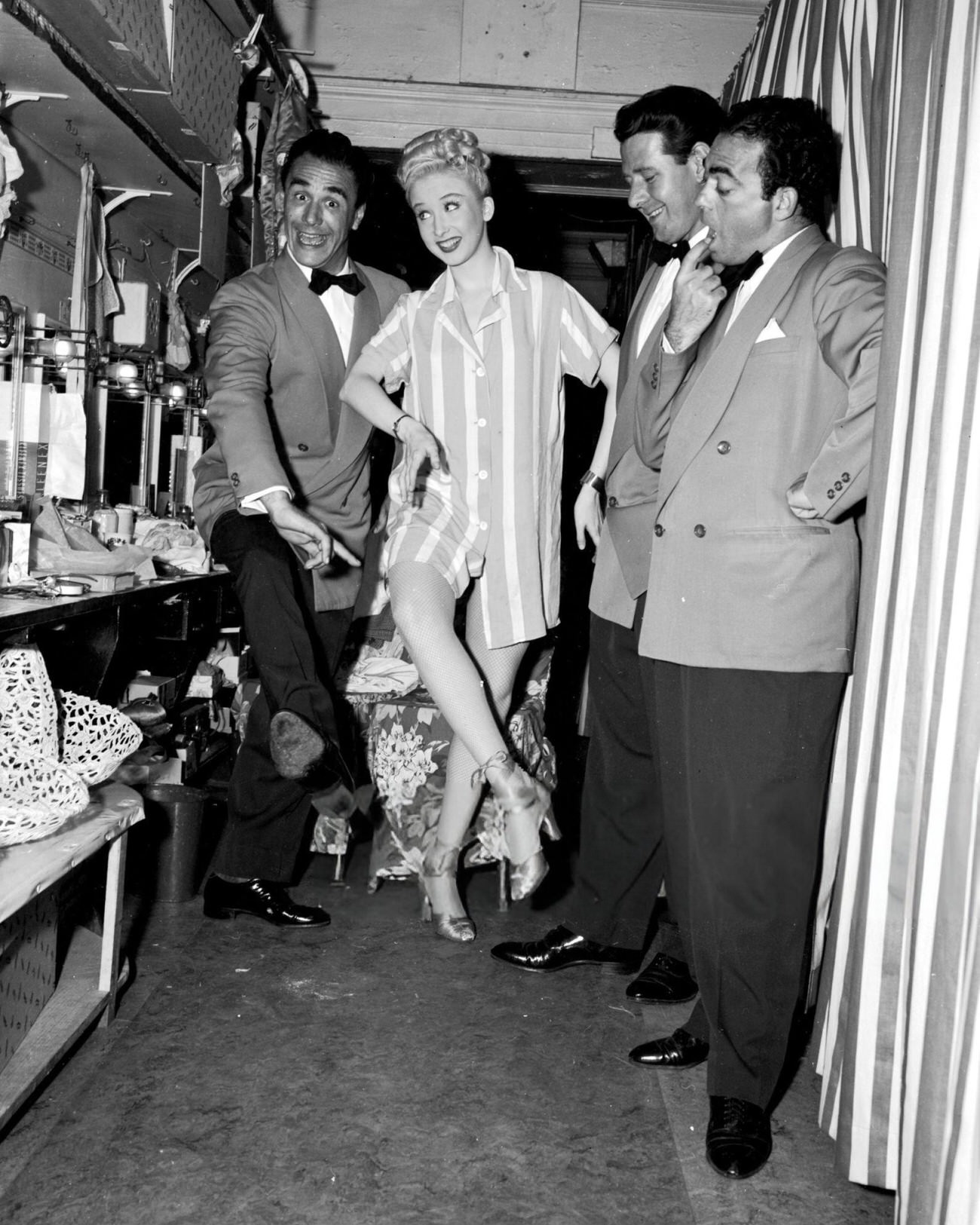 Lou Stoner of the Radio Aces Prepares for the Mardi Gras Masquerade at the Latin Quarter, New Orleans, 1940s.