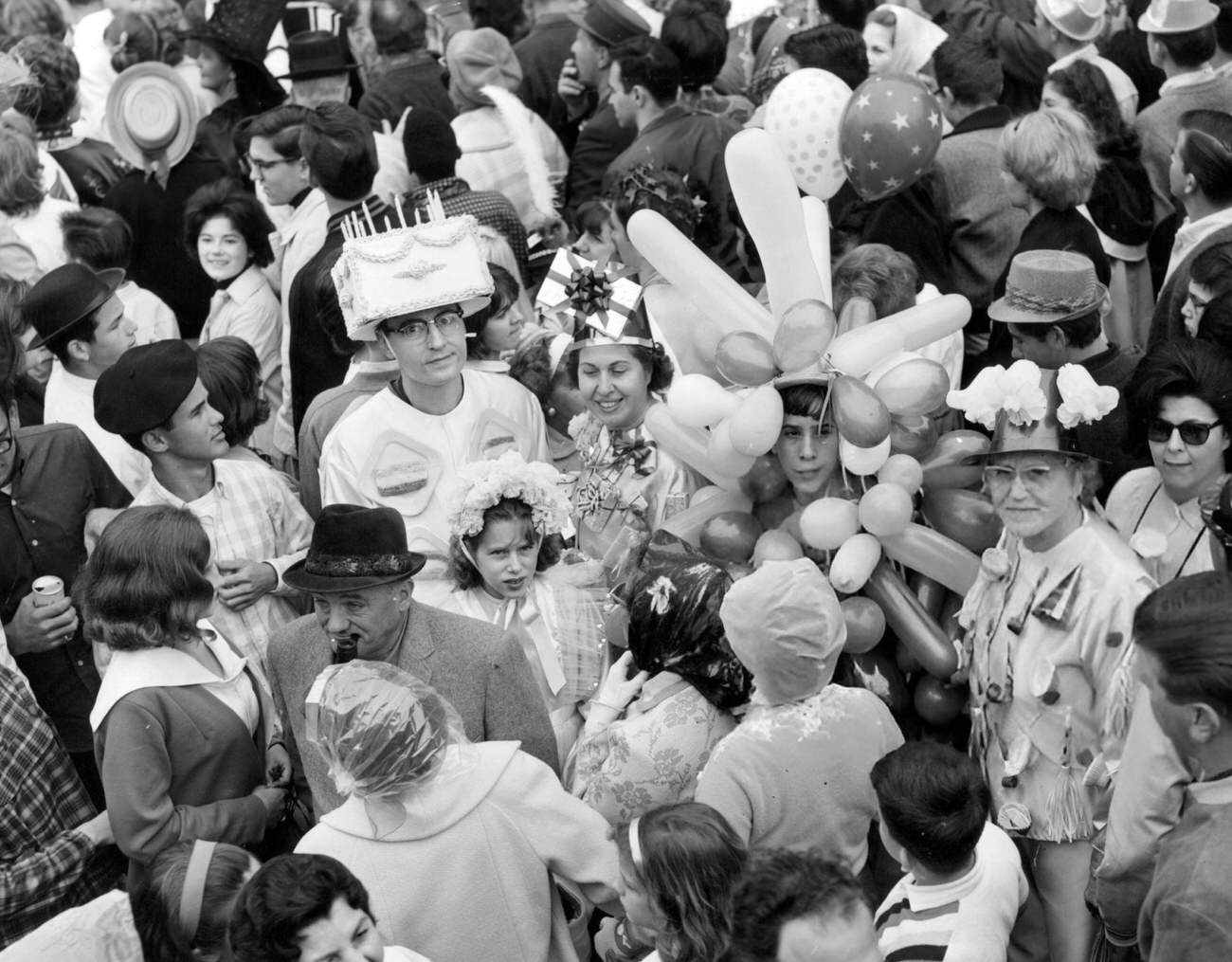 A View of Mardi Gras Paradegoers in New Orleans, 1950s.