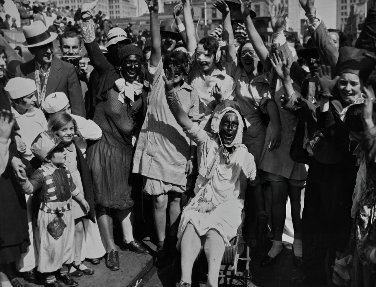 Mardi Gras Revellers in Costume, 1930s.