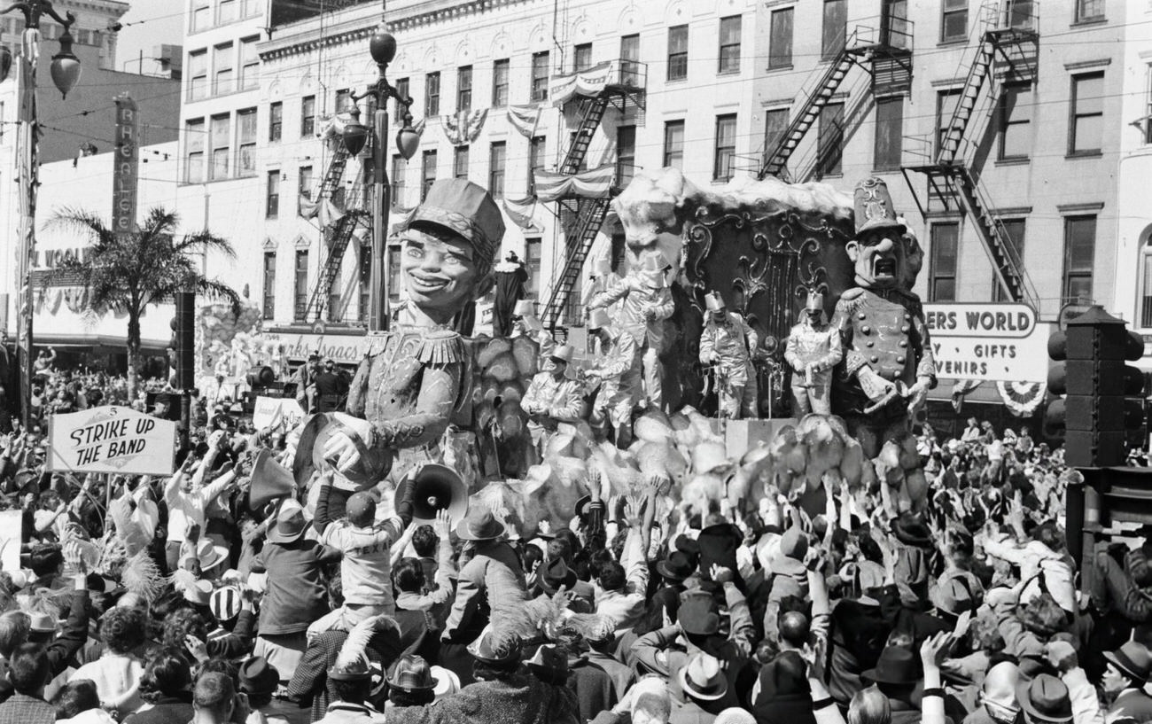 The Rex Parade, Part of the Mardi Gras Festival, on Canal Street, 1962.