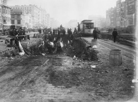 New avenue open subway station east from Norfolk Street. December 13, 1906.