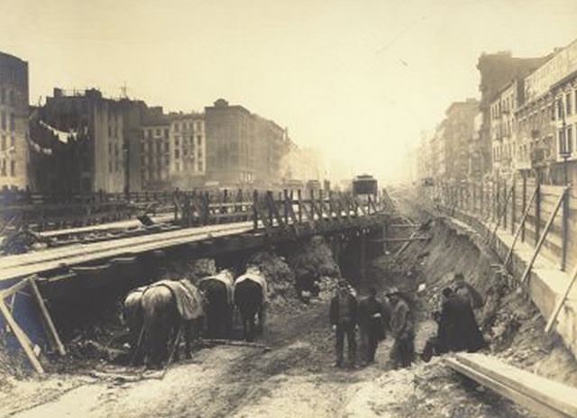 Opening for subway Delancey Street west.