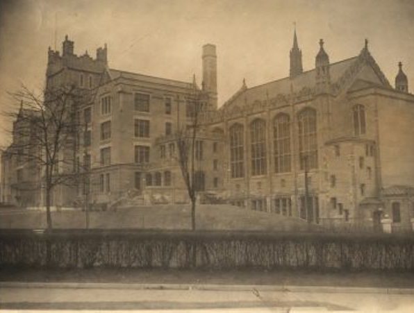 Curtis High School, Hamilton Avenue & Saint Mark's Place, Saint George, Staten Island Gothic style, attached to church