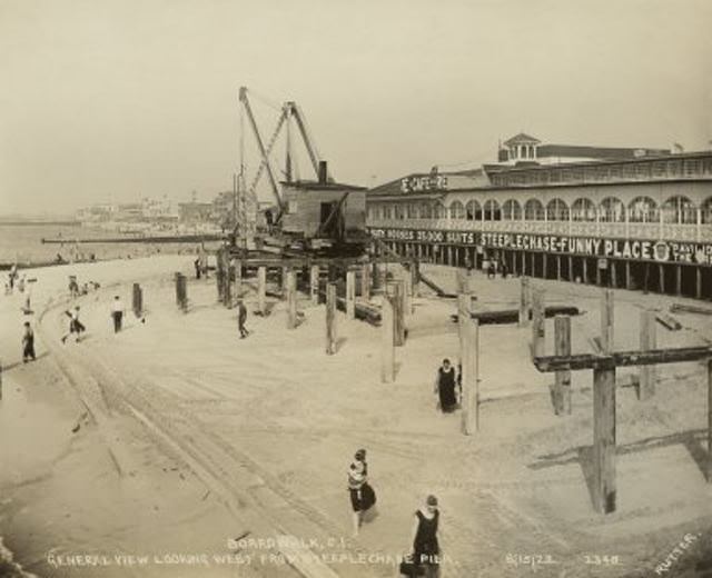 Boardwalk, Coney Island general view looking West from Steeplechase pier