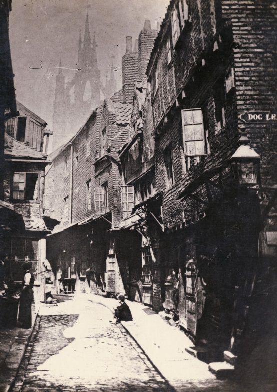 Castle Garth, looking towards St Nicholas Cathedral from the corner of Dog Leap Stairs, 1881.